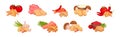 Flavored Crouton as Pieces of Seasoned Rebaked Bread Vector Set