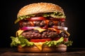 Flavorful american burger food. Generate Ai