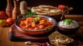 Flavorful Butter Chicken with Basmati Rice and Naan Bread