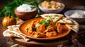 Flavorful Butter Chicken with Basmati Rice and Naan Bread