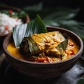 Flavorful Cambodian Amok Trey with Rice and Salad