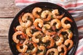 Flavorful food: shrimp in garlic sauce with parmesan cheese and Royalty Free Stock Photo