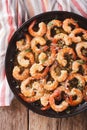 Flavorful food: shrimp in garlic sauce with parmesan cheese and Royalty Free Stock Photo