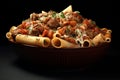 Flavorful Pasta meat vegetables. Generate Ai