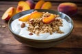 Flavorful Peach yogurt food. Generate Ai