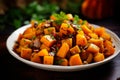 Flavorful Pumpkin ground veggies. Generate Ai Royalty Free Stock Photo