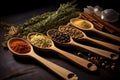 Flavorful Spices spoon herbs. Generate Ai