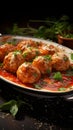 Flavorful trio Baked meatballs, tender chicken, and tomato sauce unite in gastronomic harmony