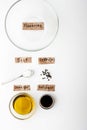 Flavoring set on the white background vertical Royalty Free Stock Photo