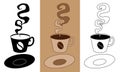 Flavorous and tasty of coffee in the cup with saucer flat icon set vector illustration EPS10 Royalty Free Stock Photo