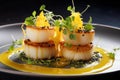 Flavorsome Scallop dish served plate. Generate Ai Royalty Free Stock Photo