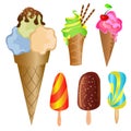 Flavoured ice-cream set.(vector)