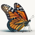 Flawless Flight, A Beautiful Monarch Butterfly, Isolated on White Background - Generative AI Royalty Free Stock Photo