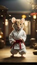 Flawless Form: Mouse Executes Karate Moves with Martial Arts Mastery