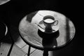 flawless visual of high angle view of coffee cup on table Royalty Free Stock Photo