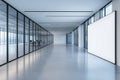 Modern Office Corridor with Glass Walls and Blank White Board Royalty Free Stock Photo