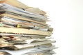 Flawless Visual of Towering Stack of Paperwork and Files White Background Royalty Free Stock Photo