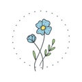 Flax flower. Logo for spa and beauty salon, boutique, organic shop, wedding, floral designer, interior, photography