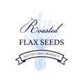 Flax logo template with hand drawn element. Vector illustration in sketch style. Design for linen products, seed, oil, packaging