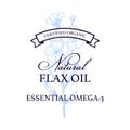 Flax logo template with hand drawn element. Vector illustration in sketch style. Design for linen products, seed, oil, packaging