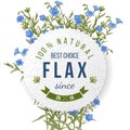 Flax round label with type design