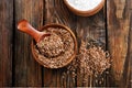 Flax seed and flour Royalty Free Stock Photo