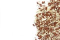 Flax seeds, sunflower seeds, sesame, chia and pumpkin seeds, isolated on white background Royalty Free Stock Photo