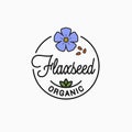 Flaxseed logo. Round linear of flaxseed flower