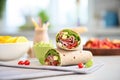 flaxseed wrap with turkey and cranberry, holiday themed