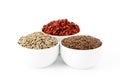 Flaxseeds, sunflower seeds and goji berries