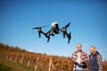 Flaying drone in nature Royalty Free Stock Photo