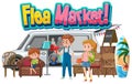 Flea market concept with merchant cartoon character