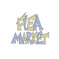 Flea market emblem. Text and hand drawn decor Royalty Free Stock Photo