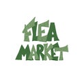 Flea market emblem. Text and hand drawn decor Royalty Free Stock Photo