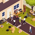 Flea Market Garage Sale Isometric