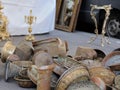 Flea market : iron and copper ustensils Royalty Free Stock Photo