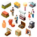 Flea Market Isometric Icons Set Royalty Free Stock Photo