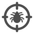 Flea in target solid icon, pest control concept, Flea warning sign on white background, catch bedbugs parasite icon in Royalty Free Stock Photo