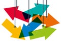 Several colored arrows symbolize the choice between several directions. Royalty Free Stock Photo