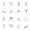 Fledgling populace line icons collection. Naive, Inexperienced, Young, Potential, Emerging, Vulnerable, Nascent vector