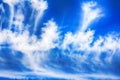 fleece clouds in strong wind in higher atmosphere Royalty Free Stock Photo