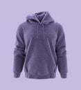Fleece hooded sweatshirt mockup for print, isolated on purple background