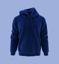 Fleece hooded sweatshirt mockup for print, isolated on blue background