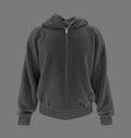Fleece hooded sweatshirt mockup with zipper in front view