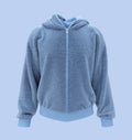 Fleece hooded sweatshirt mockup with zipper in front view