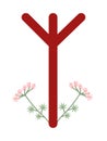 Fleece Scandinavia. Vector illustration of the runes Algiz. The symbol of the letter Futhark. Spiritual esoteric. Fleece with