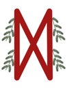 Fleece Scandinavia. Vector illustration of the runes Dagaz. The symbol of the letter Futhark. Spiritual esoteric. Fleece with