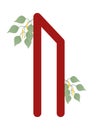 Fleece Scandinavia. Vector illustration of the runes Uruz. Symbol letters Futhark. Spiritual esoteric. Fleece with leaves