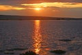 Fleet Basin and Chesil Bank at sunset Royalty Free Stock Photo