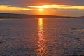 Fleet Basin and Chesil Bank at sunset Royalty Free Stock Photo